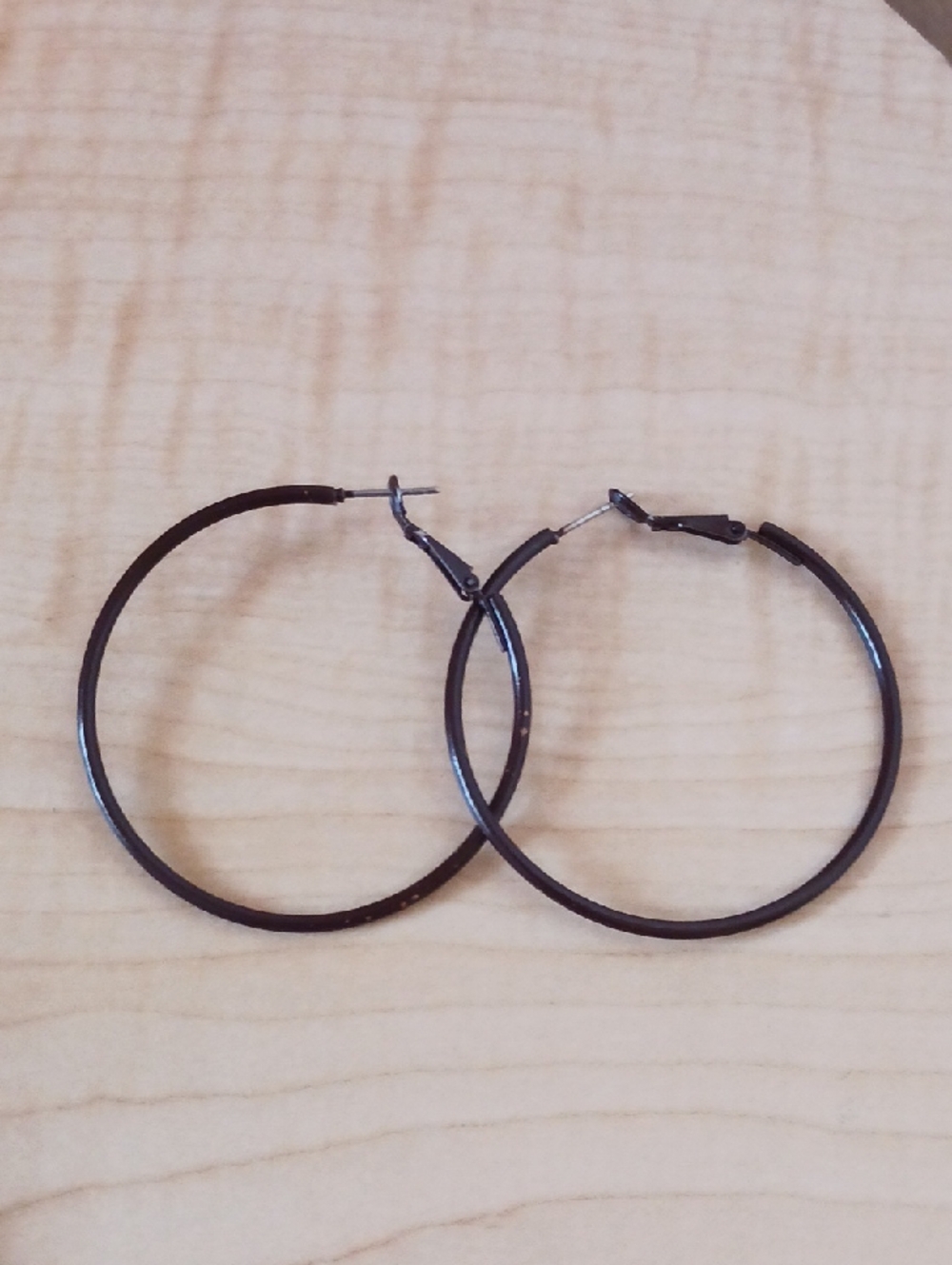 Metal Dark Purple Hoop Earrings - Classic Women's Jewelry